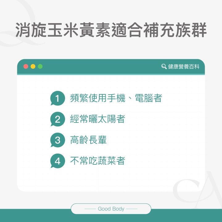 消旋玉米黃素適合補充族群